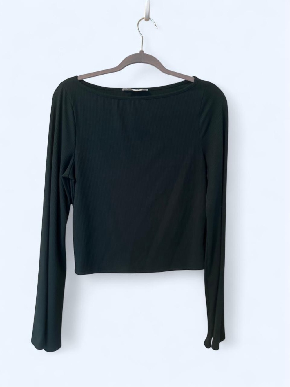 Urban Renewal Black Ribbed Long-Sleeve Boatneck Tee